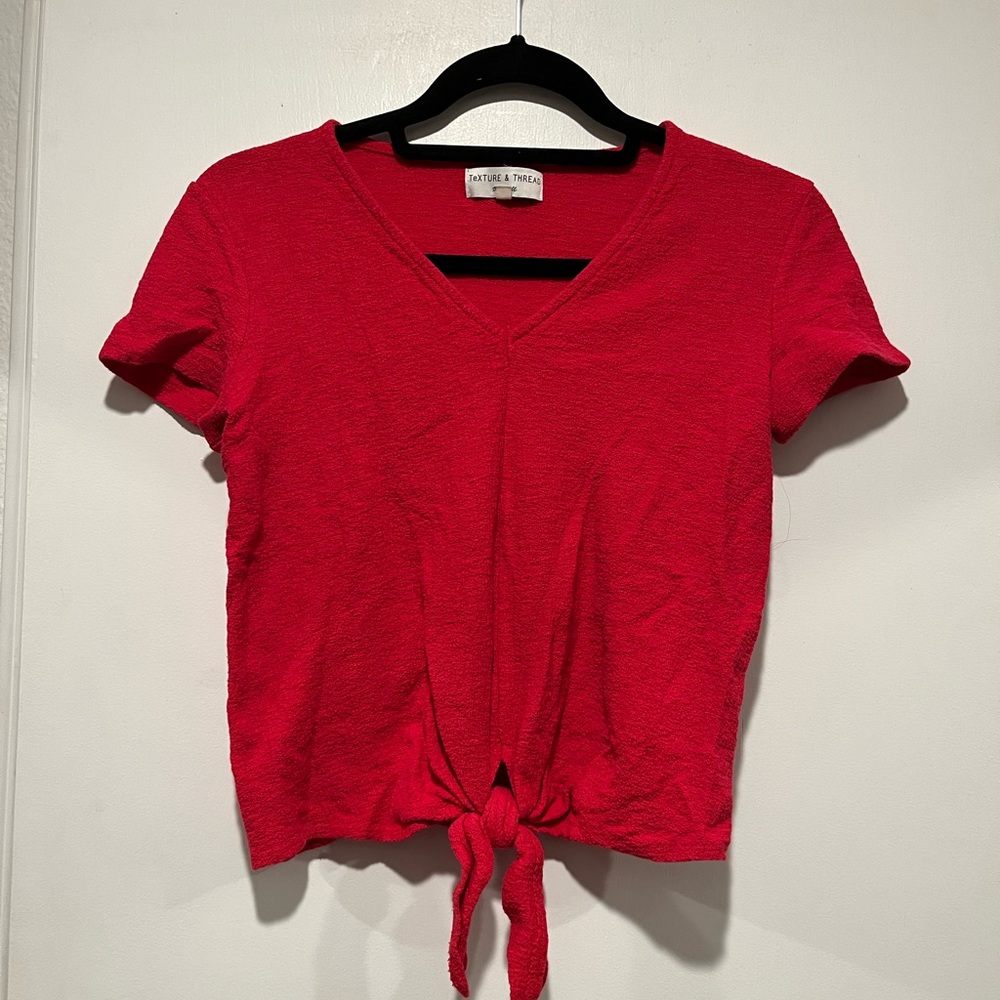 Texture and Thred tie front top